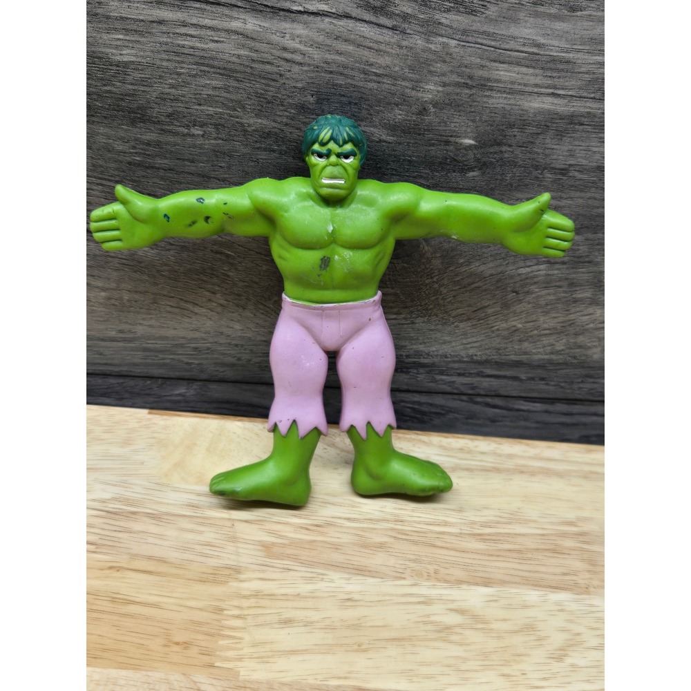 Vintage 1989 Marvel The Hulk Bendable Action Figure Just Toys Green Pink 5 Inch